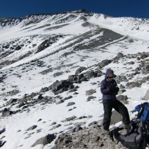 At 6000 meter height - In the background the path to the summit of Ojos del Salado